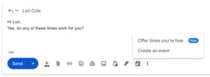 تطلق Gmail ميزة مشاركة توفّر الأوقات المستوحاة من من تقويم جوجل